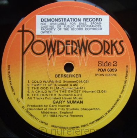 POW 6099 Promo 'B' Side Label.