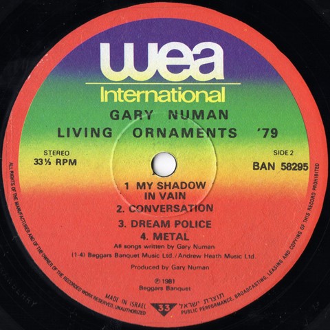 BAN 58295 'B' Side Label.