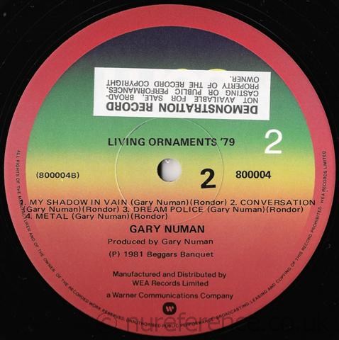 800004 'B' Side Label.