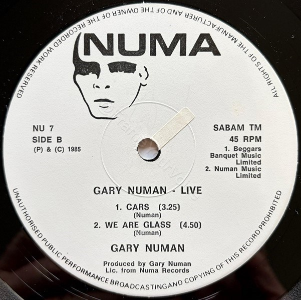 NU 7 (SABAM TM) B Side Variant Label.