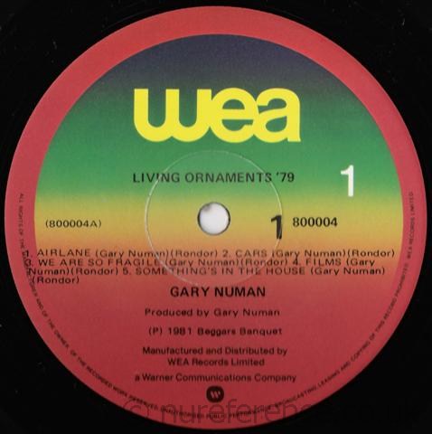 800004 'A' Side Label.