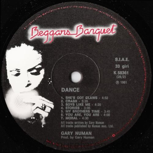 K 58361 B Side Label.
