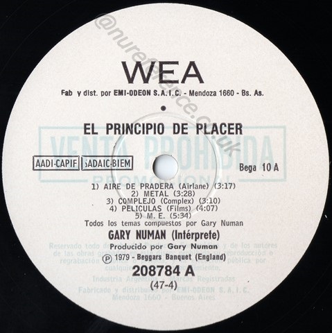 208784 Promo 'A' Side Label