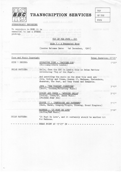 Timing Sheet 1