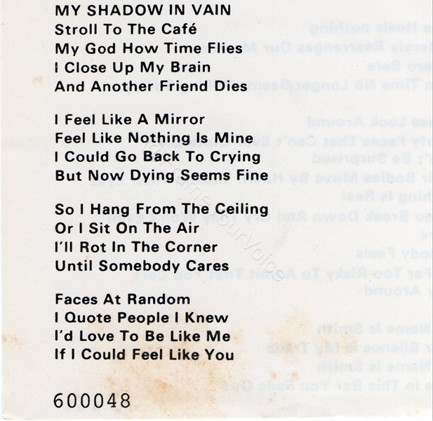 600048 'B' Side Label Varient WEA Label.