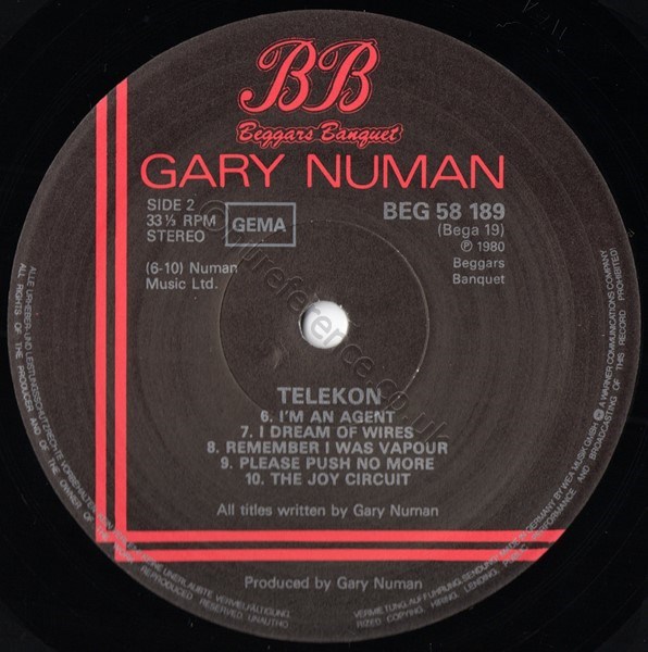 BEG 58 189 B Side Label.