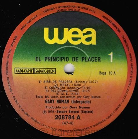 208784 'A' Side Label
