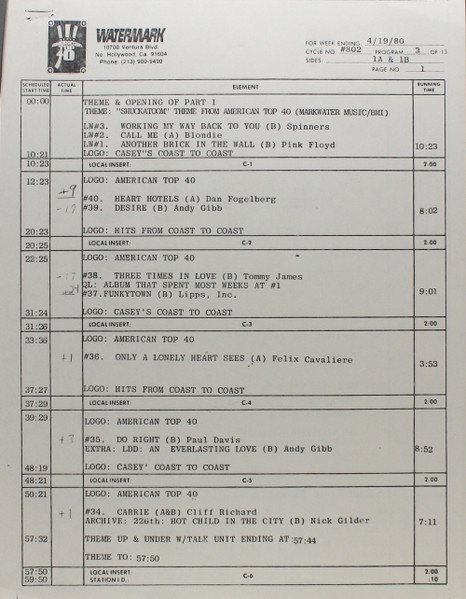 Timing Sheet 1