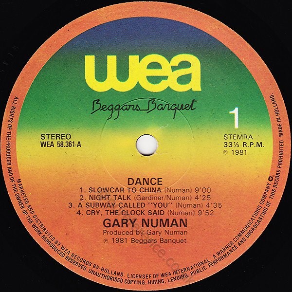 WEA 58.361 'A' Side Label.