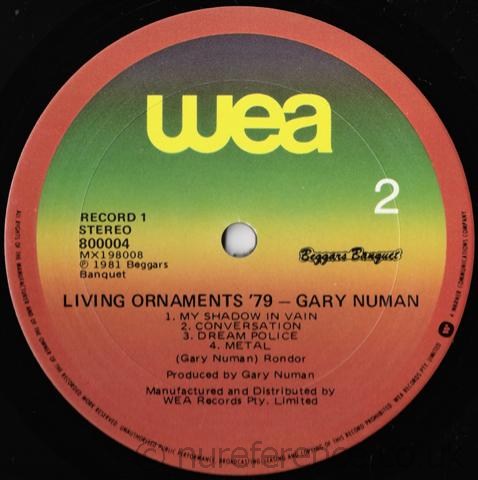 800004 'B' Side Label.