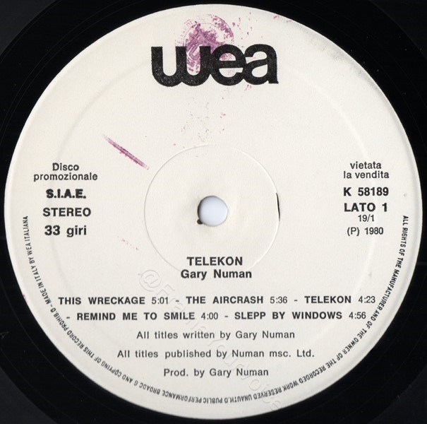 K 58189 White Label Promo 'A' Side Label.