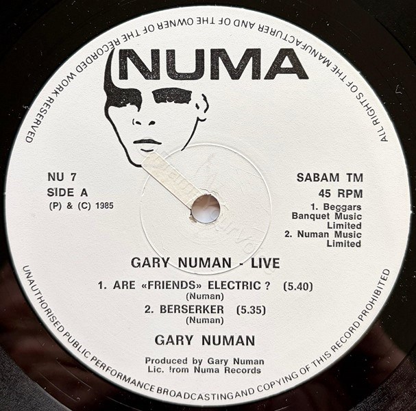NU 7 (SABAM TM) A Side Variant Label.