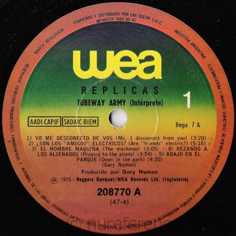 208770 'A' Side Label.