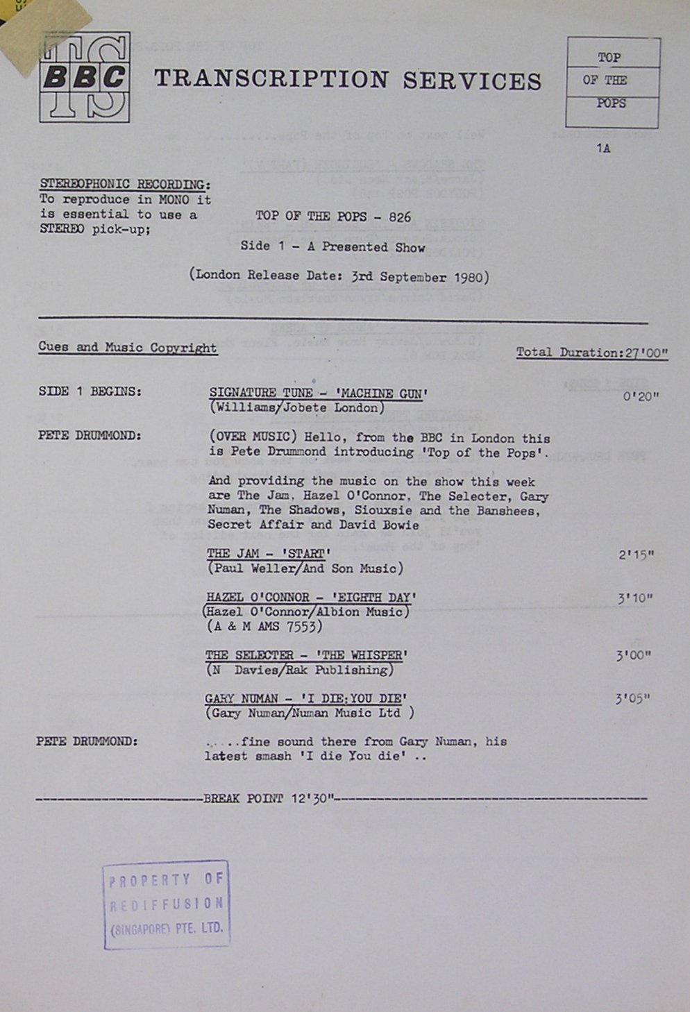 Timing Sheet