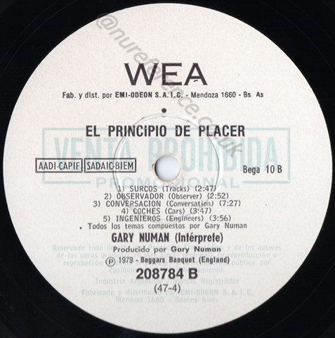 208784 Promo 'B' Side Label