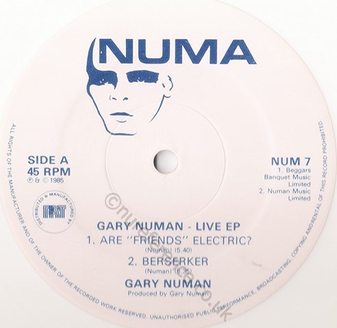 NUM 7 White Vinyl A Side Label