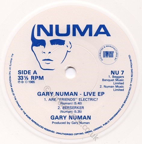NU 7 Blue Vinyl A Side Label