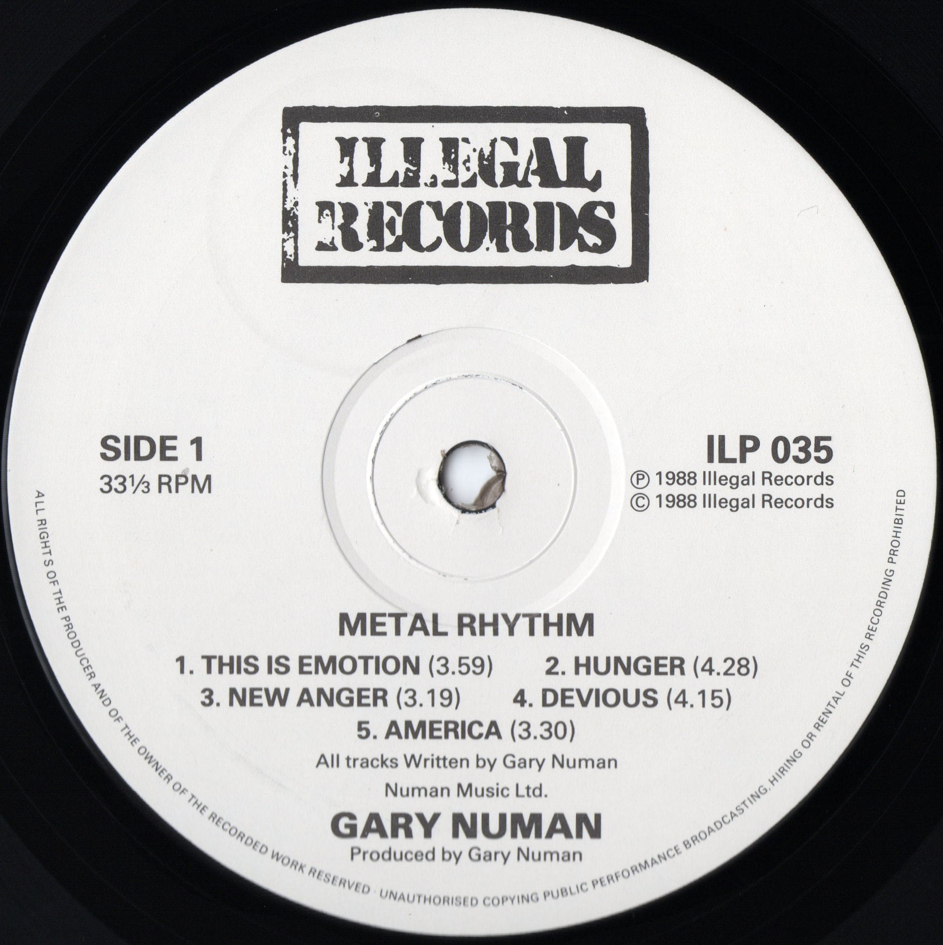 ILP 035 'A' Side Label.