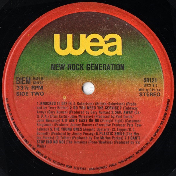 WEA 58121 'B' Side Label