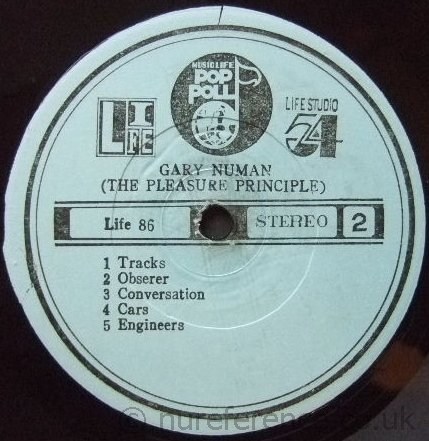 Life 86 'B' Side Label.