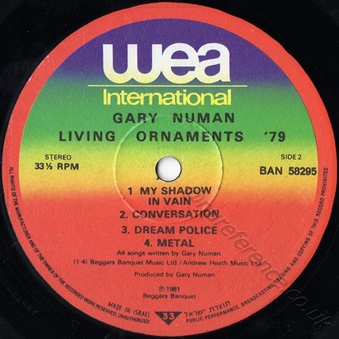 BAN 58295 'B' Side Label.