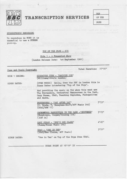 Timing Sheet 1