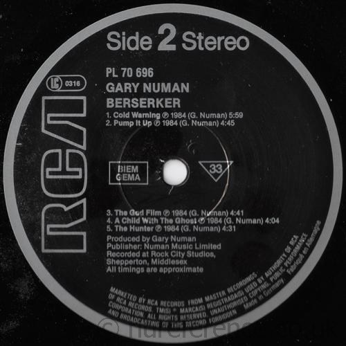 PL 70696-8 B Side Label.