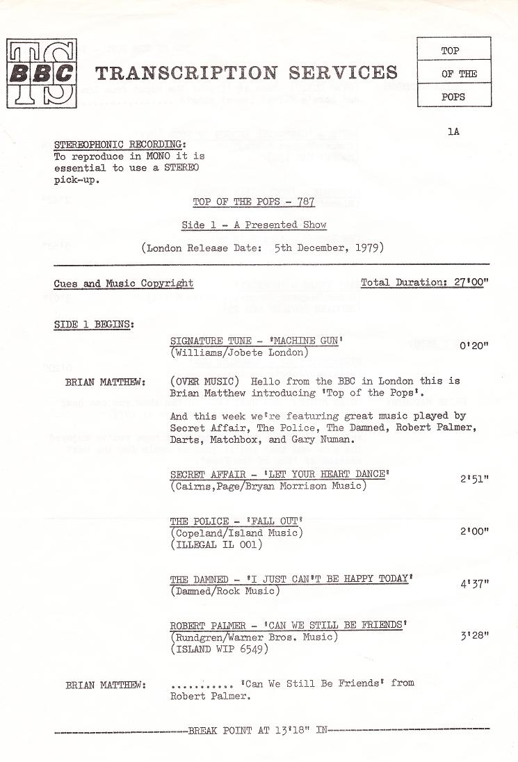 Timing Sheet 1