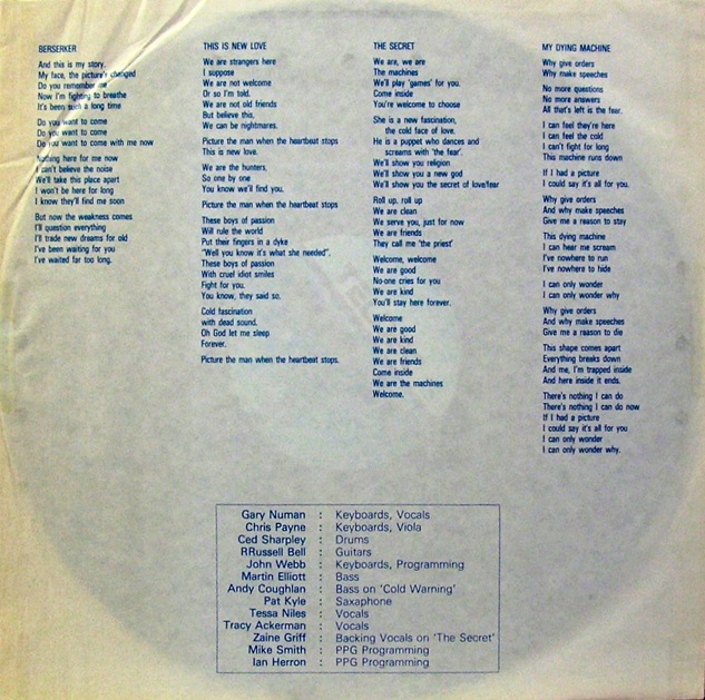 NUMA 1001 Inner Lyrics Sheet A.