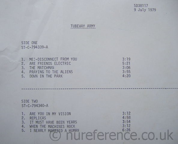 SD 38-117 Test Pressing Promo Sheet