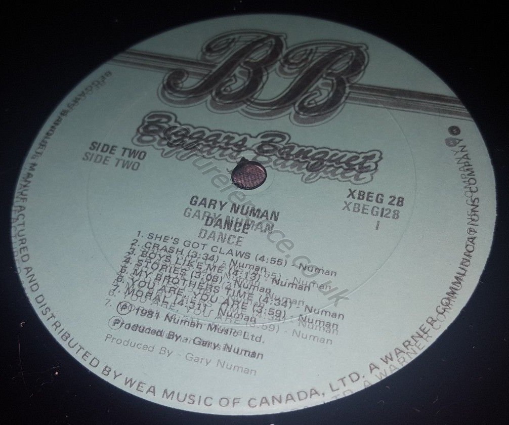 X BEG 28 B Side Mispress Label.