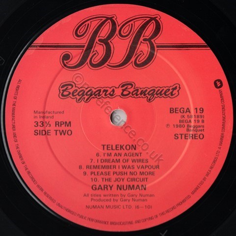 BEGA 19 'B' Side Label.