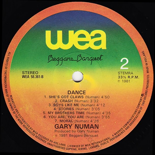 WEA 58.361 'B' Side Label.