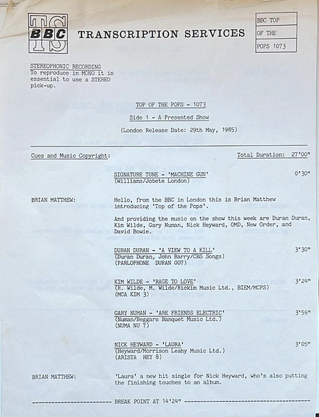 Timing Sheet 1